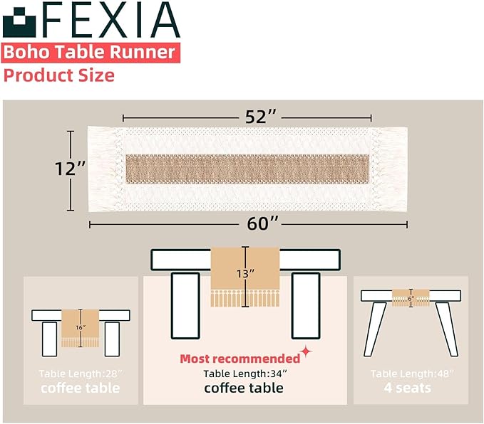 FEXIA Boho Table Runner for Summer Home Coffee Decor - Image 2