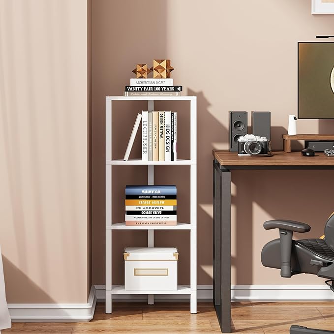 TUTOTAK Corner Shelf, 4-Tier Corner Bookshelf - Image 4