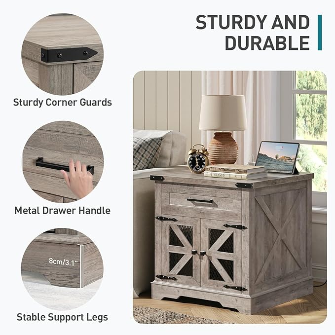 RALGEND Farmhouse End Table Set of 2, Large End Table - Image 9