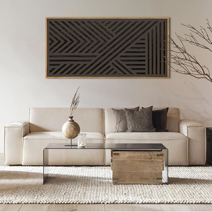 IARTTOP Extra Large Wood Black Wall Art 20x40 Inch Framed Abstract Geometric - Image 4