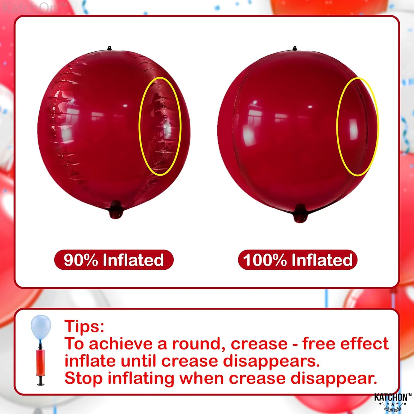 KatchOn, Big Metallic Red Balloons - Large 22 Inch, Pack of 6 | 2025 Graduation Decorations | Round 4D Red Mylar Balloons | Graduation Decorations | class of 2025