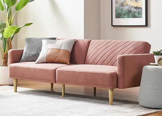 mopio 76.4" Futon Sofa Bed, Sleeper Sofa, Mid Century Modern Futon Couch by MopioInc