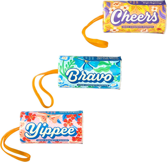 Modern Sprout Seed Confetti Poppers with Flower Seeds - Party Favors for Outdoor Weddings, Birthday, Event & Parties - Plantable Seed Paper - Non-Toxic, Plastic-Free - Pollinator Friendly - Pack of 12