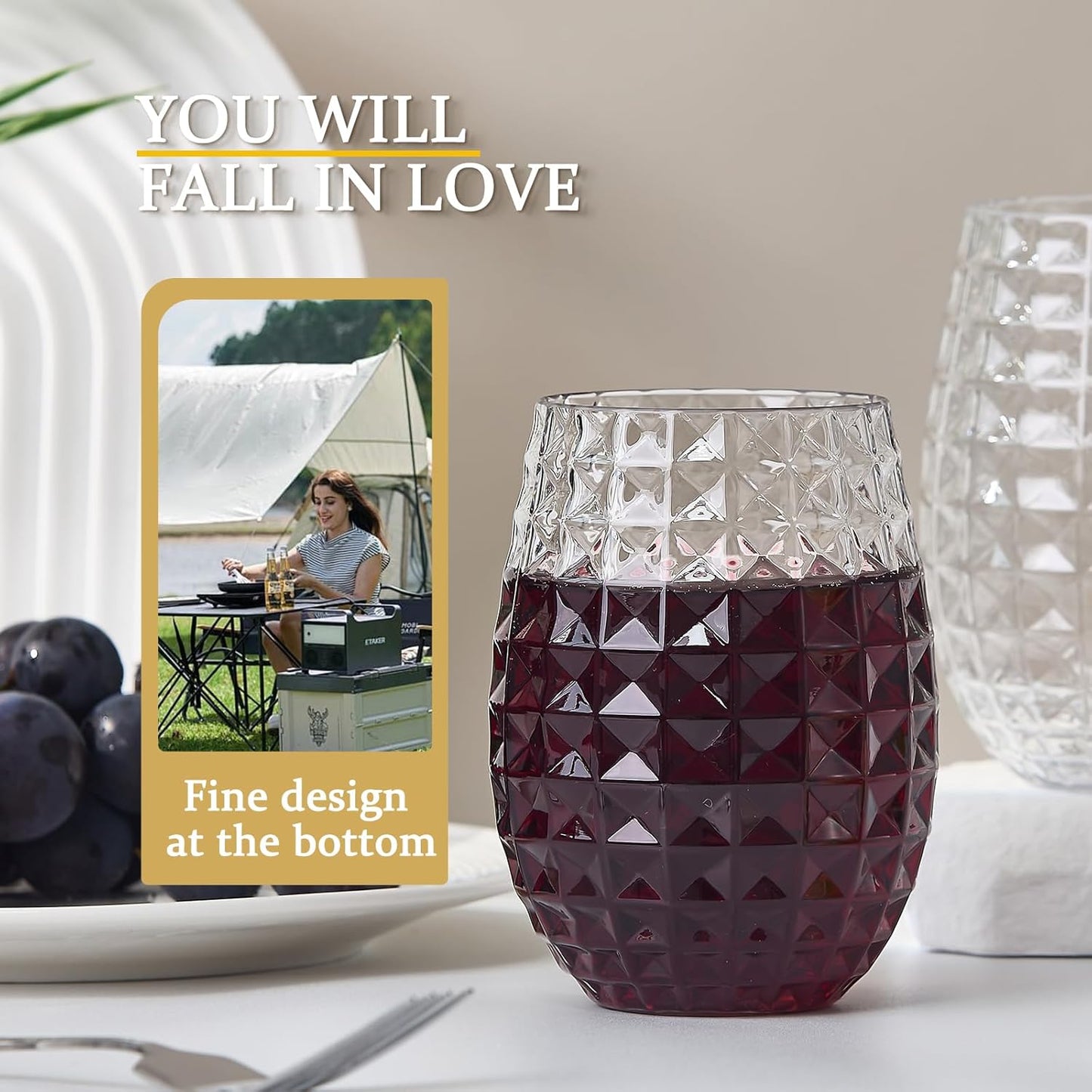 20 Pack Plastic Wine Glasses, 16Oz Disposable Wine Glasses Unbreakable Clear Plastic Cocktail Glasses Recyclable Shatterproof Reusable Wine Cups (16oz-20pack)