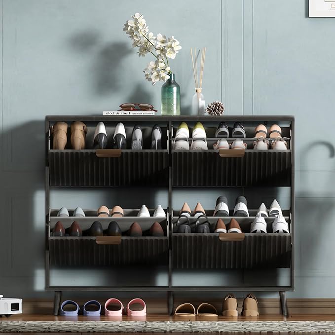 Shoe Cabinet Storage, Modern Freestanding Organizer by QIVOMIX