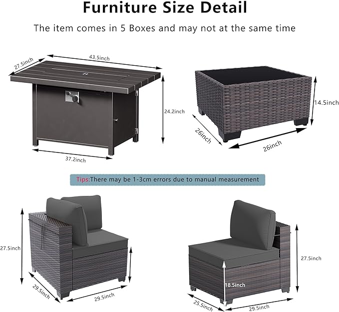 Outdoor Terrace Furniture Set, 15 Piece Outdoor Furniture Set, - Image 2