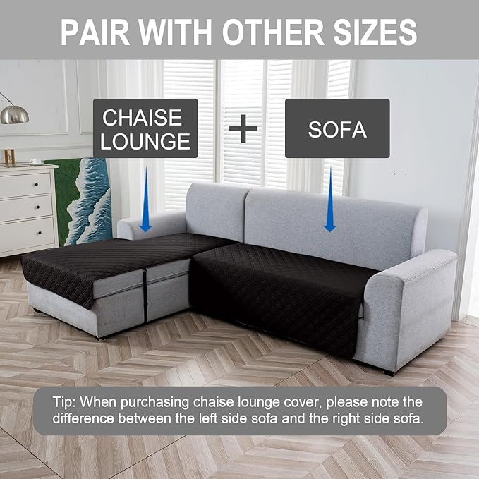 Genina L Shape Couch Cover, Sectional Couch Chaise Covers, Waterproof Washable - Image 3