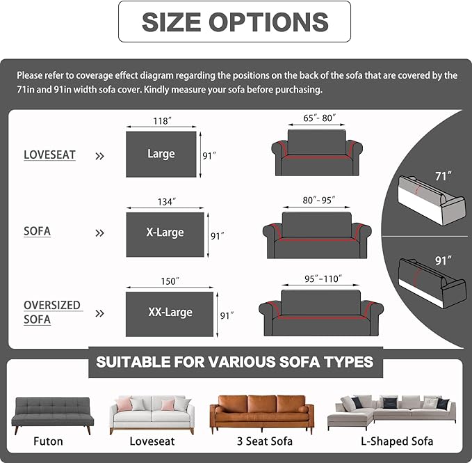 DREAMINGO Sofa Covers Washable Thick Chenille Couch Cover - Image 2