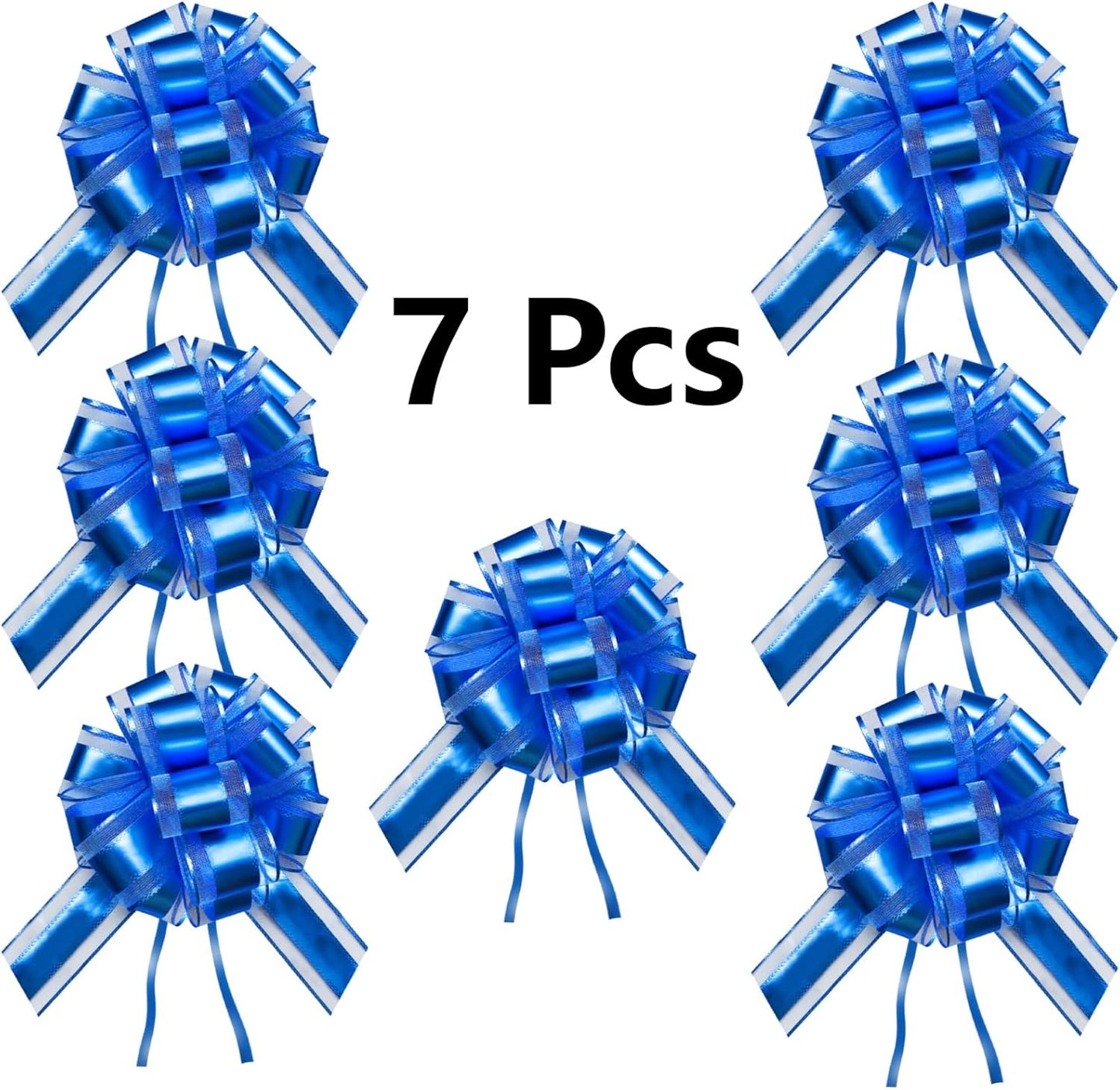 7 Pieces Large Pull Bows, 6 inche, Big Bow for Gift Wrapping, Christmas Party Birthday Gift, Wedding Baskets,Valentine's Day Decorations, Flower Decoration (Blue)
