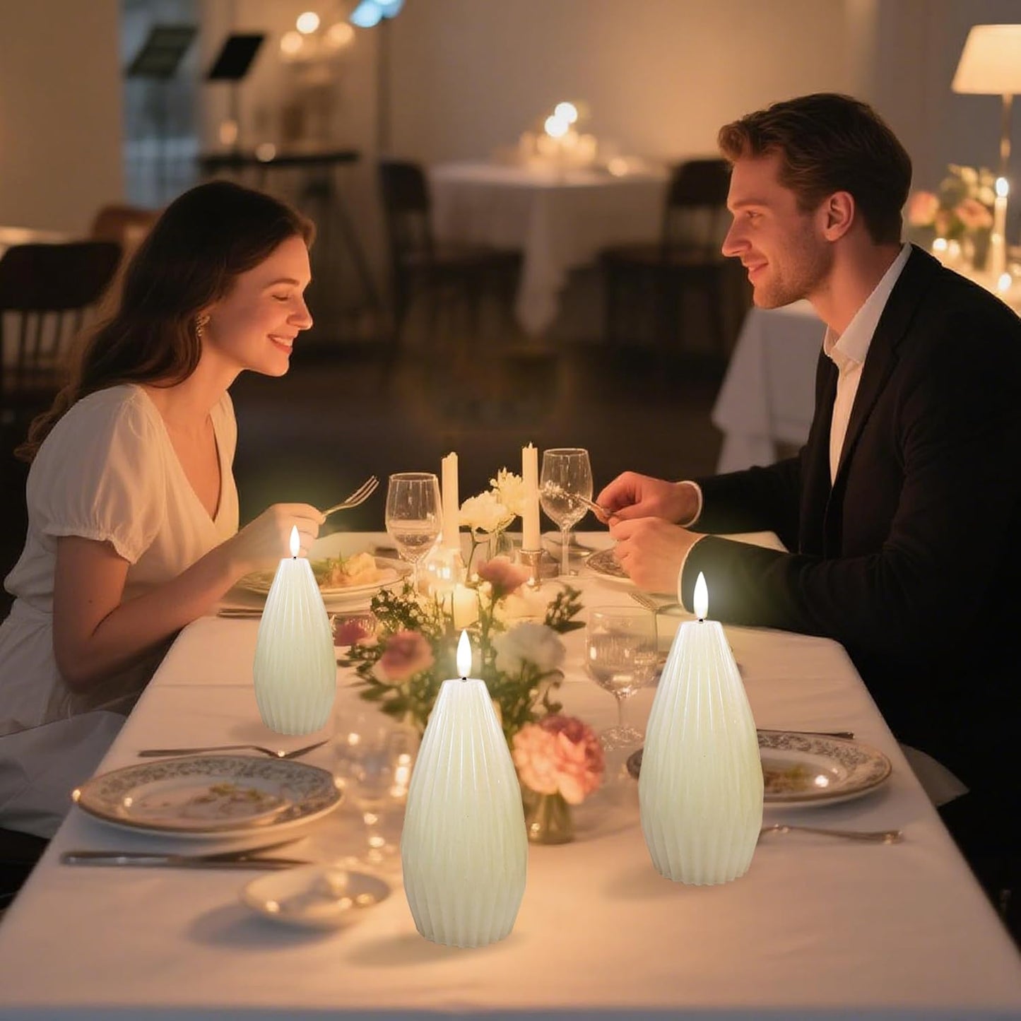 Silverstro Irregular Flameless Candles with Remote Control & Timer Function, Real Wax Flicker Battery Operated Candles for Home Party Wedding Nautical Christmas Ocean Decor - Set of 3(Ivory)