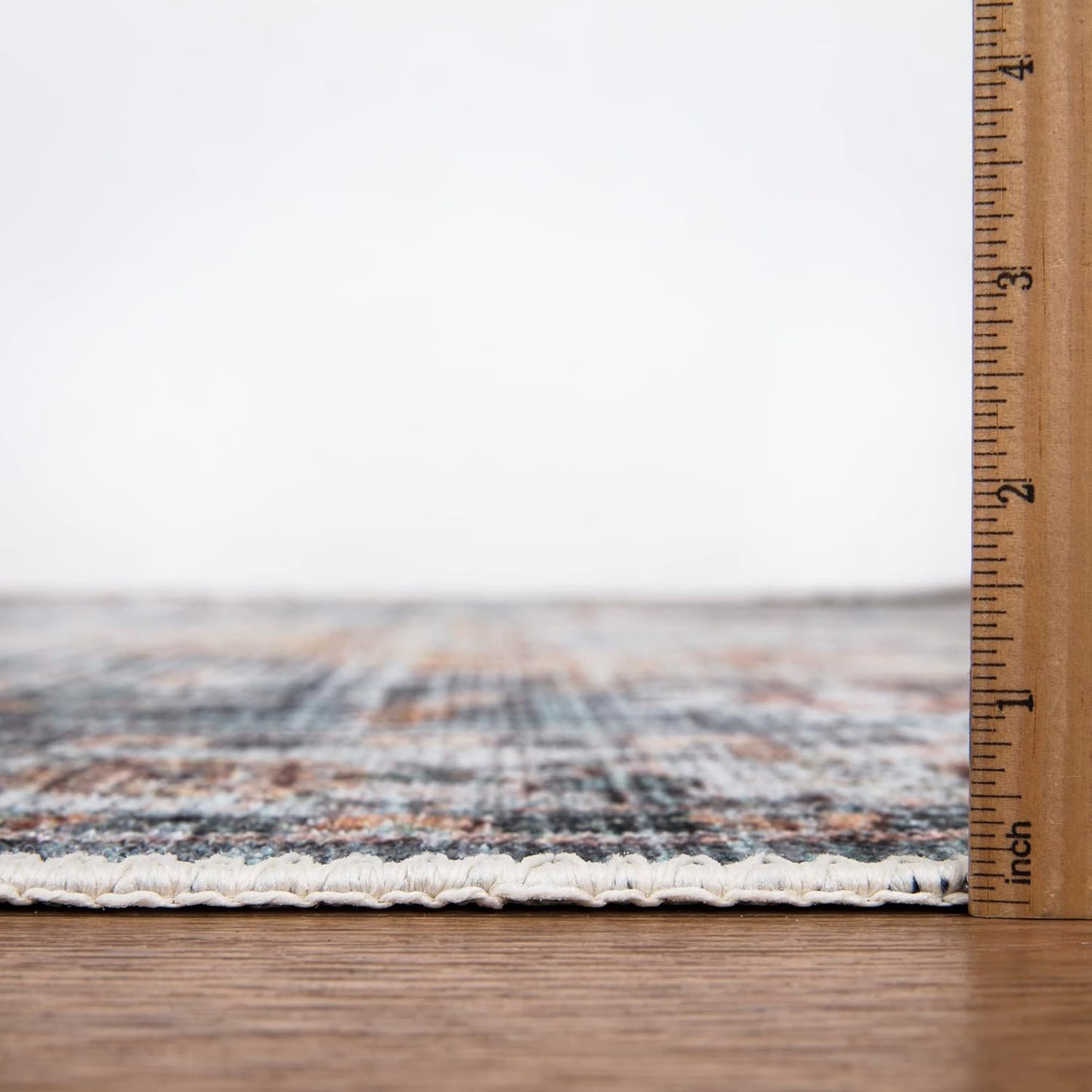 Bloom Rugs Washable Non-Slip 4' x 6' Rug - Teal/Peach Traditional Area Rug for Living Room, Bedroom, Dining Room, and Kitchen - Exact Size: 4' x 6'