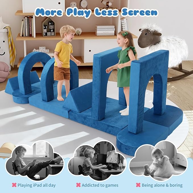 12 Pcs Modular Kids Play Couch, Toddler Couches That Fold Out, Plush Foam Chair - Image 6