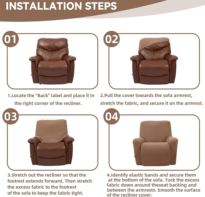 Cupuamon Recliner Chair Covers, Lazy Boy Recliner Covers Stretch Reclining - Image 6