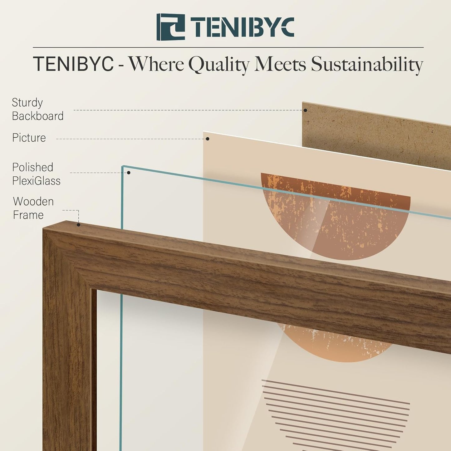 20x30 Poster Frame 3 Pack - Brown Woodgrain, Wood Picture Frame, Wall Gallery Frame - Wall Hanging