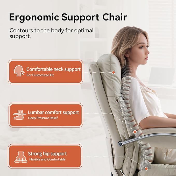LEAGOO Office Chair with Foot Rest, Ergonomic Executive Office Chair with Arms - Image 7