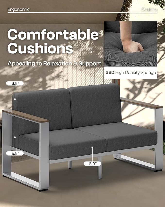 Aluminum Outdoor Furniture Set, 4 Seats Outdoor Patio Conversation Sets - Image 2