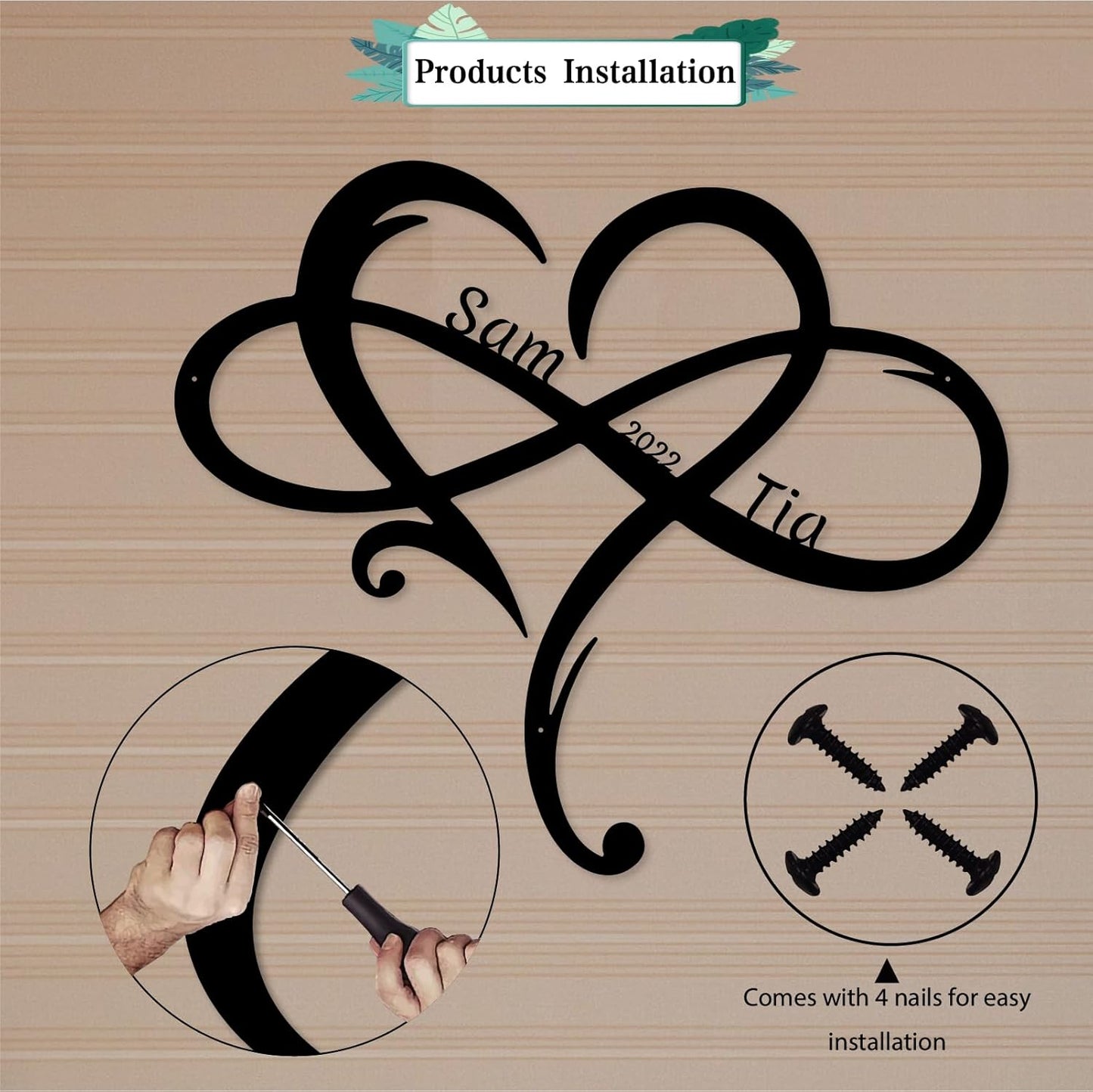 Custom Infinity Metal Sign, Personalized Metal Name Sign Engagement Wedding Gifts, Custom Name Signs, Romantic Home Decor For Anniversary Or As Valentines Day Decoration