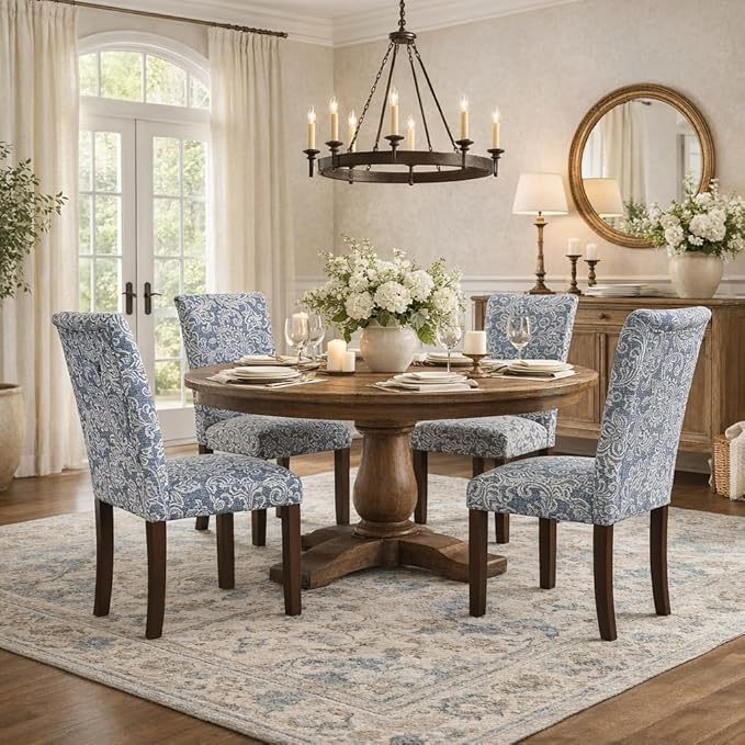 HomePop Classic Parsons Dining Chair -Denim Jacobean Print - Image 2