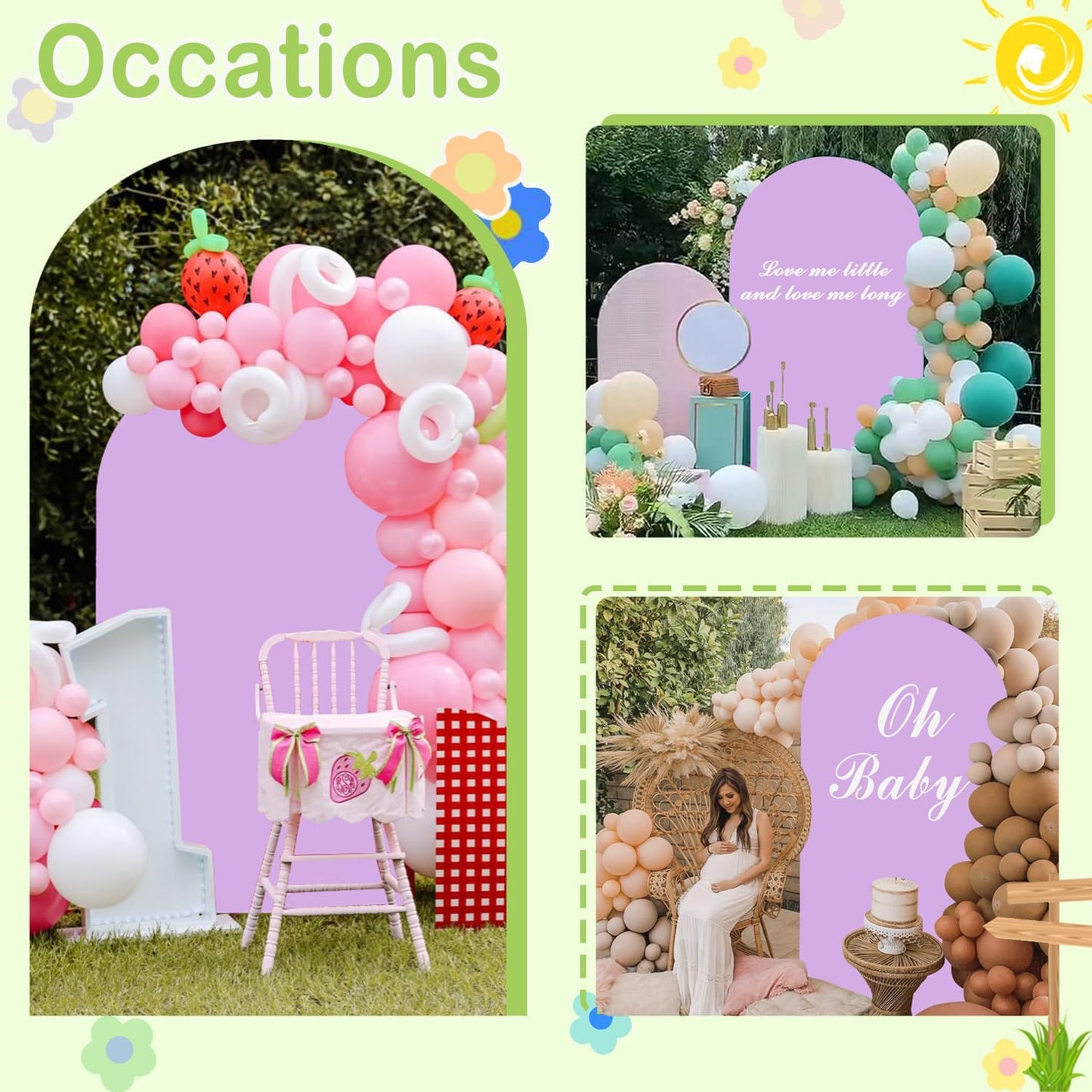 Purple Arch Cover 6ft Lavender Spandex Fitted Round Top Back Drop Covers Chiara Backdrop-Cover Wedding Arched Back Drop Panels for Bridal Shower Arch-Backdrop Banquet Garden Party Decor