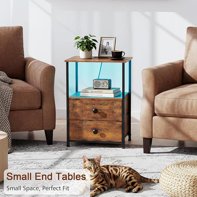 LOAKEKEL Night Stand Set 2, LED Nightstand - Image 7