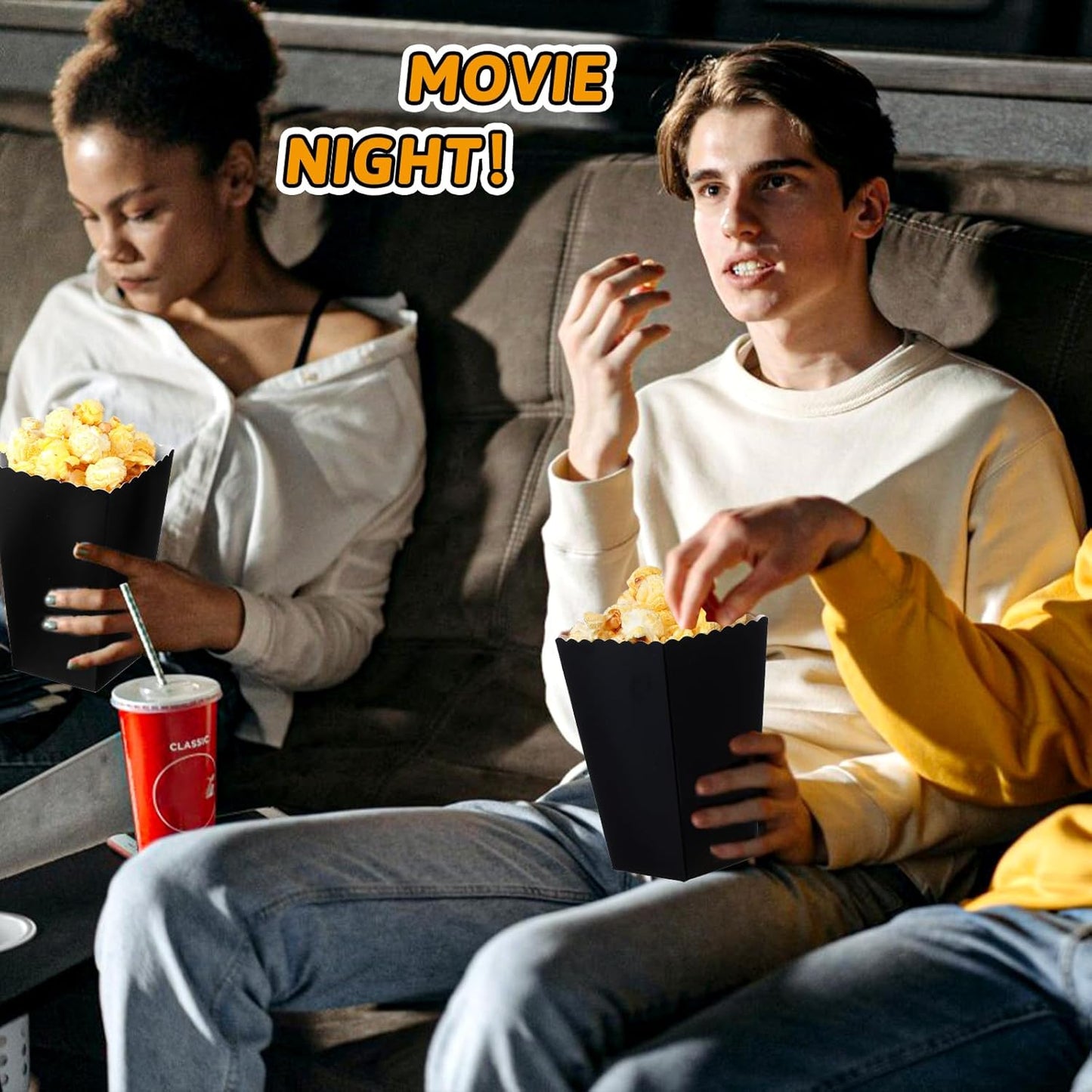 200 Pcs Popcorn Boxes, Mini Paper Popcorn Box, Cardboard Popcorn Container for Party, Disposable Snack Candy Popcorn Bags, Popcorn Holder for Birthday Wedding Decoration, 2 x 4.5 x 2.8 Inch (Black)