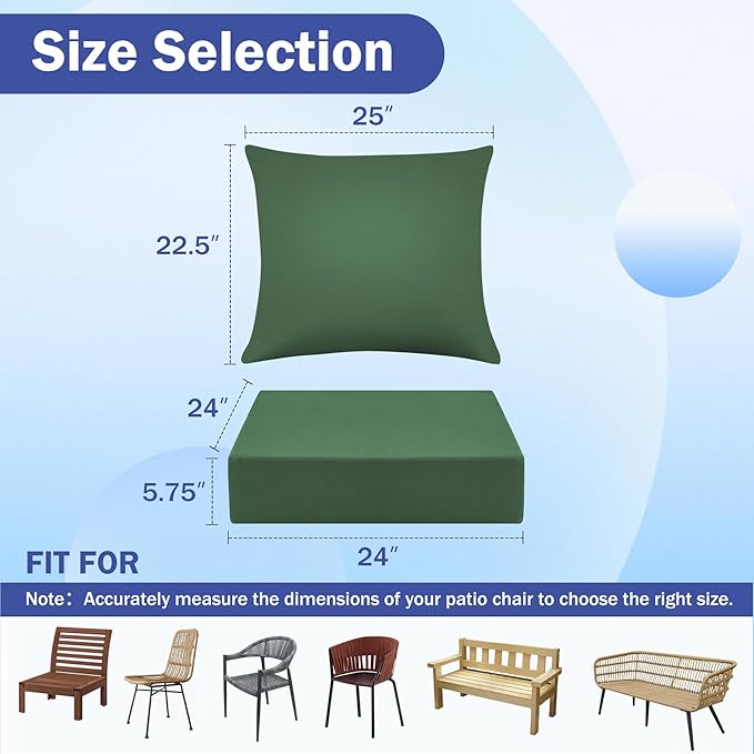 IASEAHK Outdoor Seat Cushion Set, Waterproof & Fade Resistant Patio Chair - Image 2