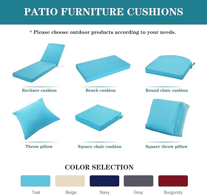 Chaise Lounge Cushion for Outdoor Furniture, Waterproof Fade and Tear Resistant - Image 7