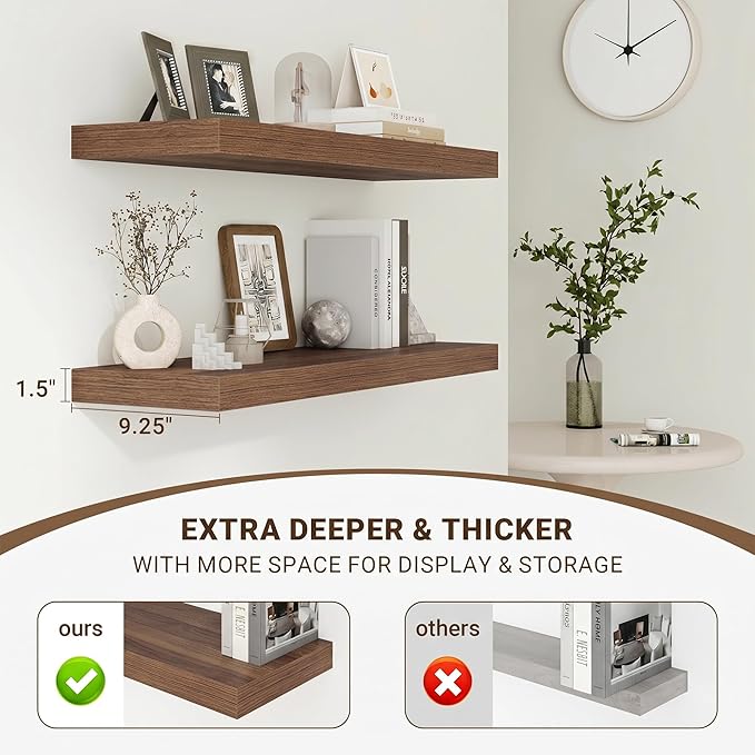 Acovy 55 Inch Floating Shelves, Wooden Shelves - Image 5