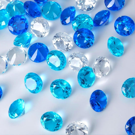 Acrylic Diamond Fake Gems Vase Filler, Babenest 240pcs 3/4 Inch Faux Diamonds Crystals Jewels for Table Scatters Wedding Party Arts & Crafts Birthday Decoration (240, Clear/Rpyal Blue/Baby Blue)