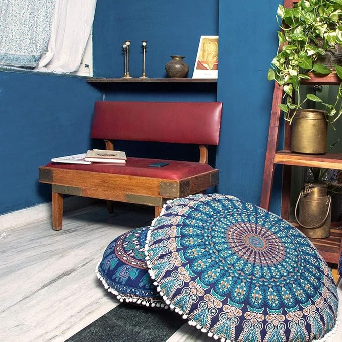 Mandala Floor Pillow Cover Meditation Cushion Seating Throw Hippie Round - Image 4