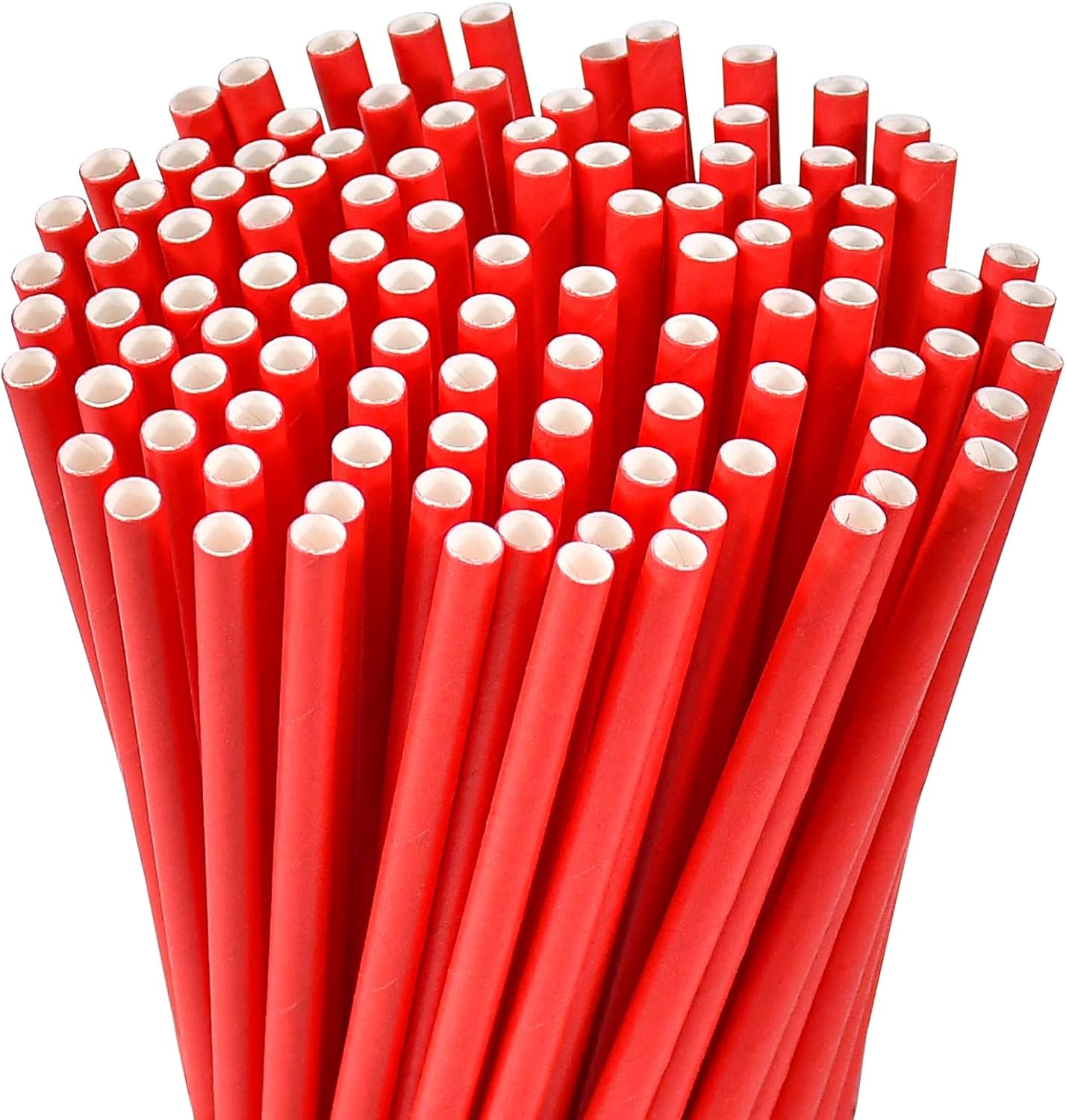 Disposable 7.75 inch Solid Red Paper Straws 100 Counts for Drinking, Decoration, Cake Pops, DIY Arts & Crafts - Eco-friendly