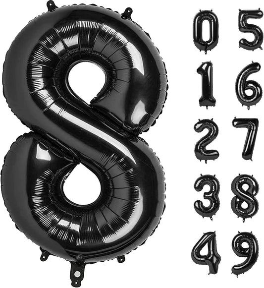 40 Inch Black Number Balloon 0-9(Zero-Nine), Big Size Happy Birthday Balloon, Foil Helium Big Number Balloon for Birthday Celebration Decorations Graduations Anniversary Photo Shoot