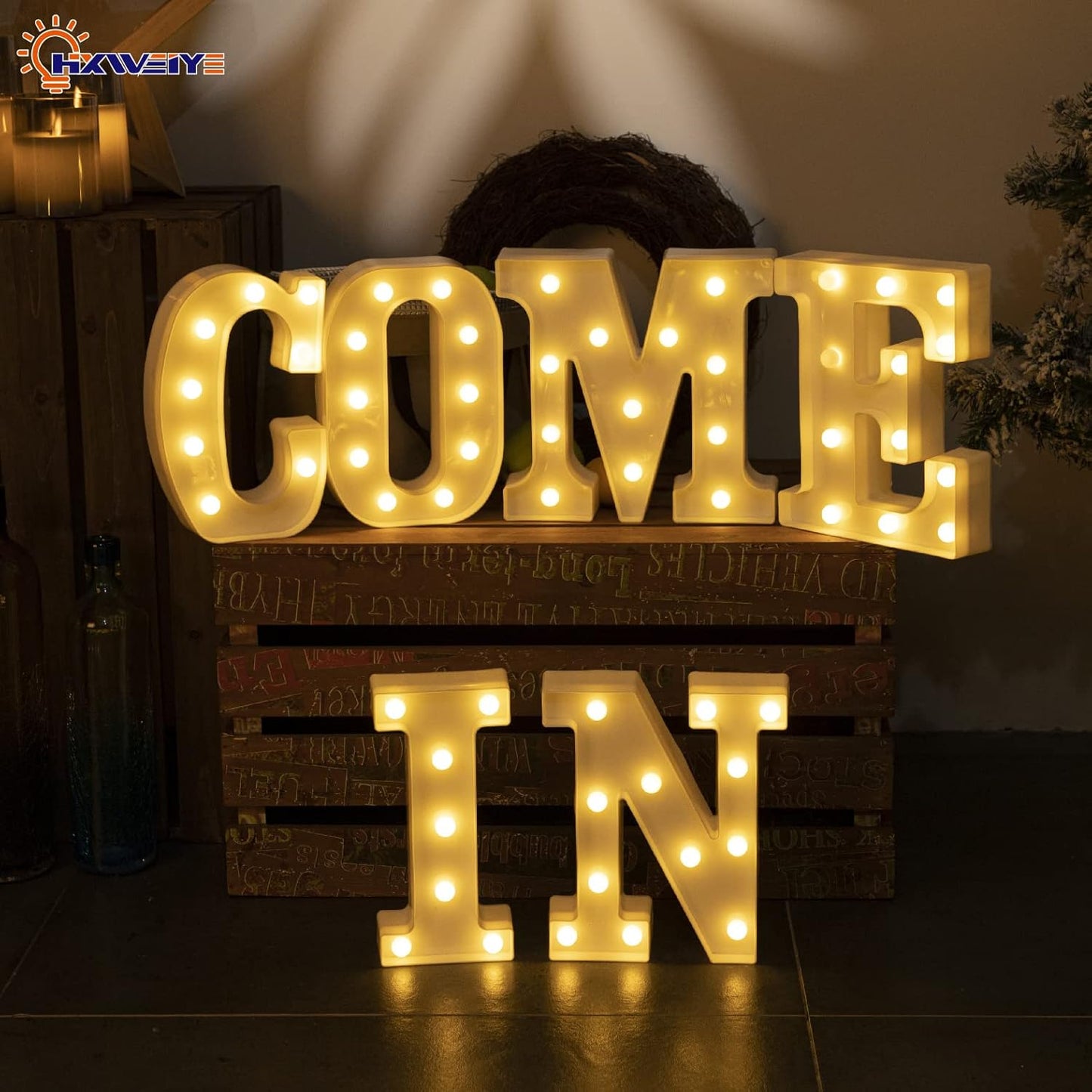 HXWEIYE LED Marquee Letters Lights Sign - 26 Alphabet & Number 0-9 Warm White Led Letters for Bar Party Birthday Home Wedding Decor