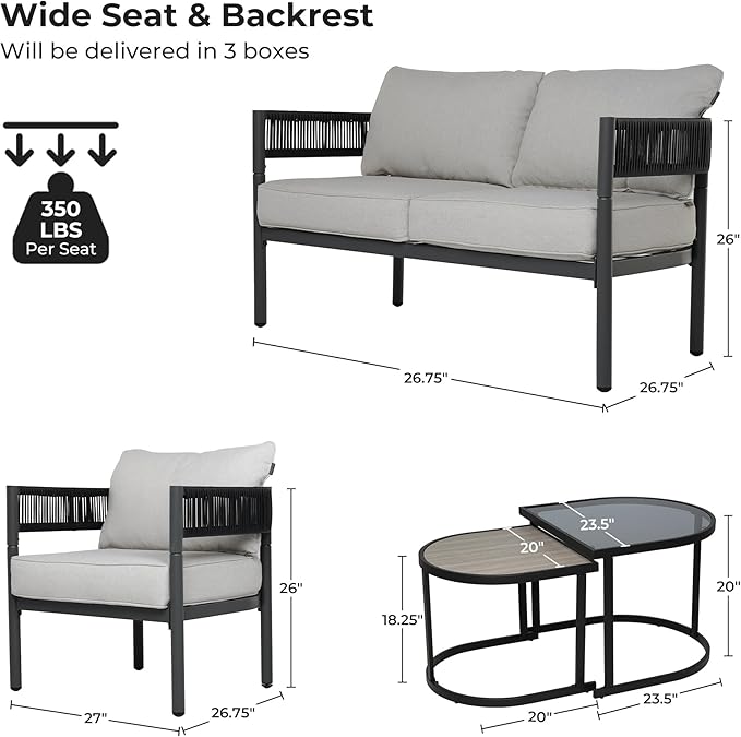 Grand patio 6-Piece Outdoor Furniture Set, 6 Seats Wicker Sofa Conversation Set - Image 2