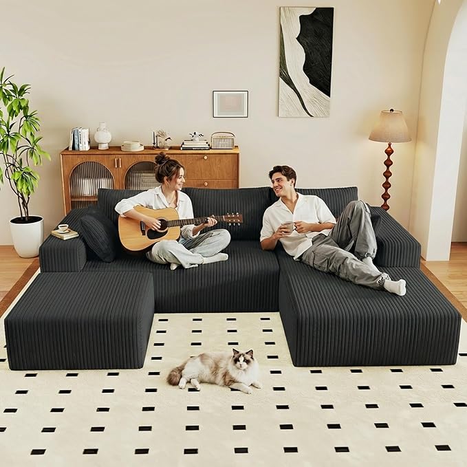 95" Cloud Sectional Couch U-Shaped Chaise - Image 6