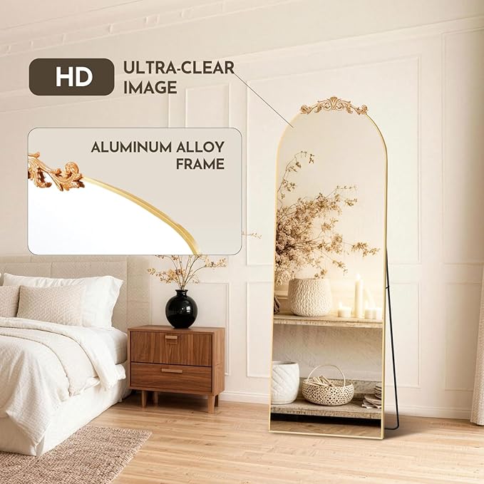 MISSDAY Vintage Baroque Full Length Mirror, Full Metal Frame Stand Up Retro - Image 8