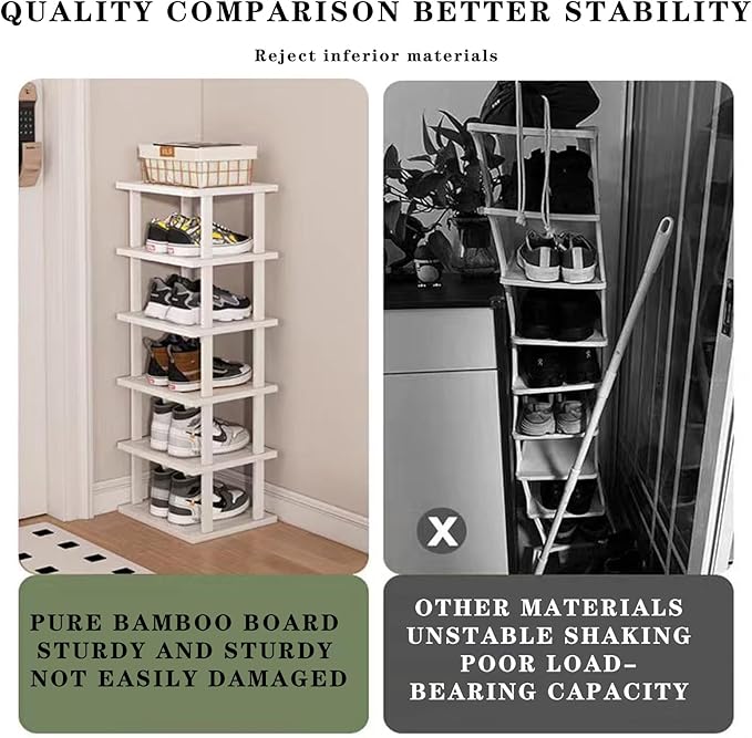 Bamboo Shoe Rack 12 Tier- Vertical Shoe Rack - Image 4