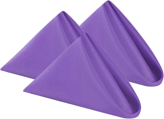 Cloth Napkins 17x17 inch Washable Polyester Dinner Napkins Soft Table Napkins for Wedding Party Dining Banquet(Purple,50PCS)