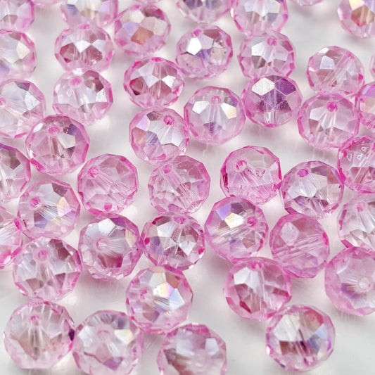 200pcs 6mm Crystal Glass Beads for Crafts Faceted Rondelle Glass Beads for Jewelry Making Crystal Spacer Beads for Necklaces Bracelets Earrings DIY Craft(Pink AB)