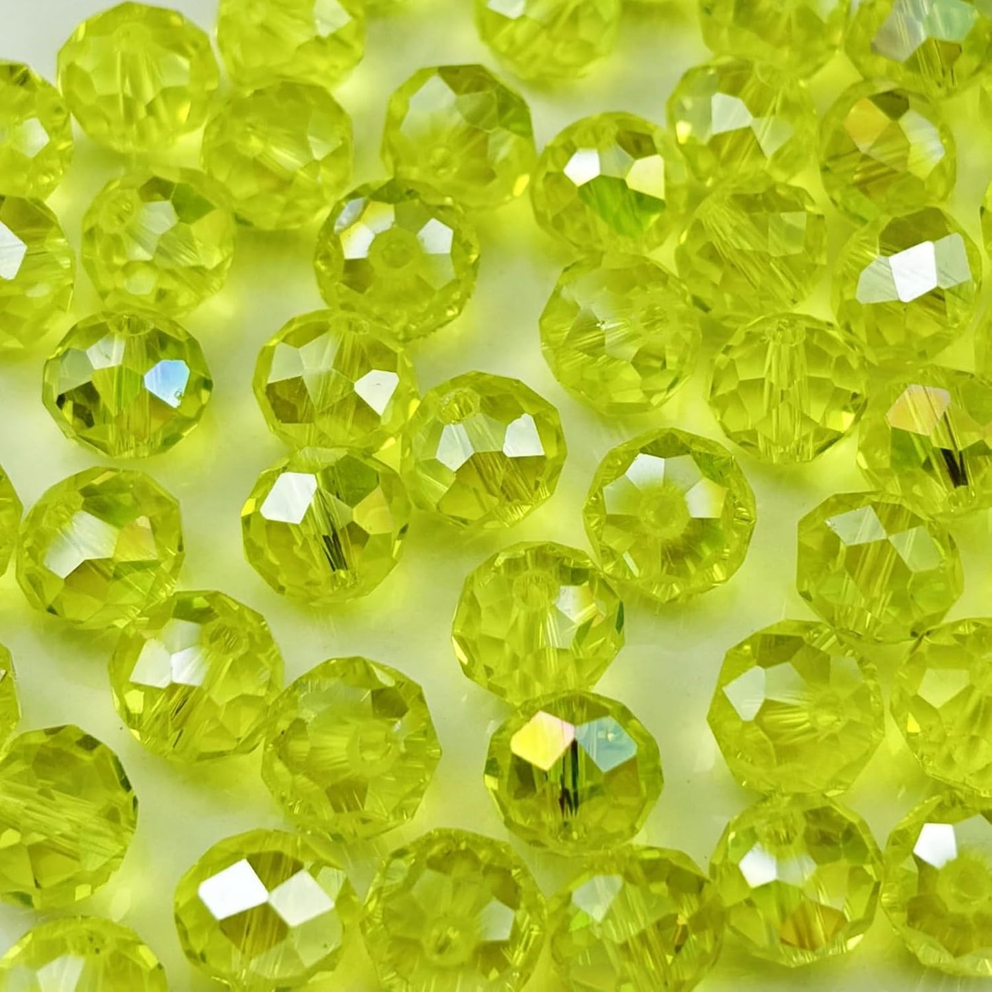 50pcs 10mm Crystal Glass Beads for Crafts Faceted Rondelle Glass Beads for Jewelry Making Crystal Spacer Beads for Necklaces Bracelets Earrings DIY Craft(Lemon Yellow AB)