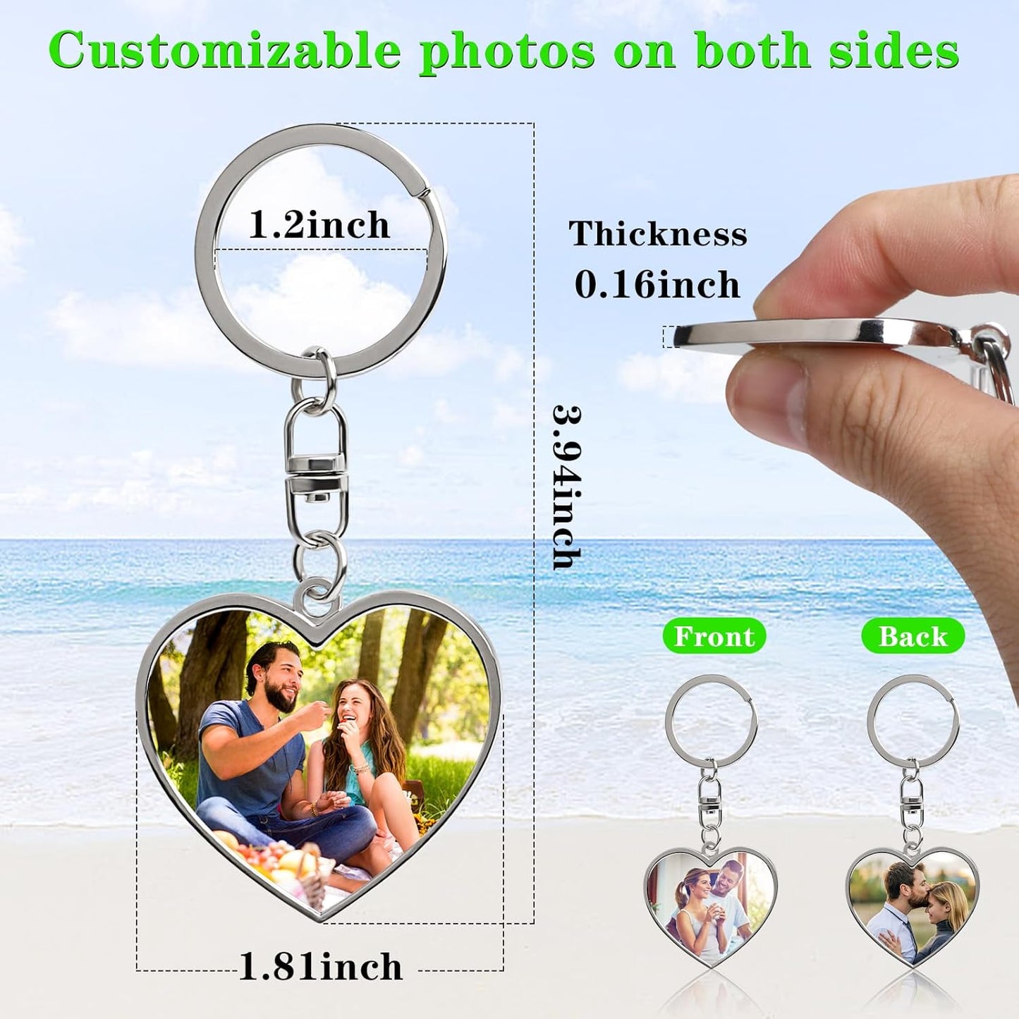 Double Side Custom Keychain with Picture Personalized Engraving Photo Text Customized Gifts for Men Women