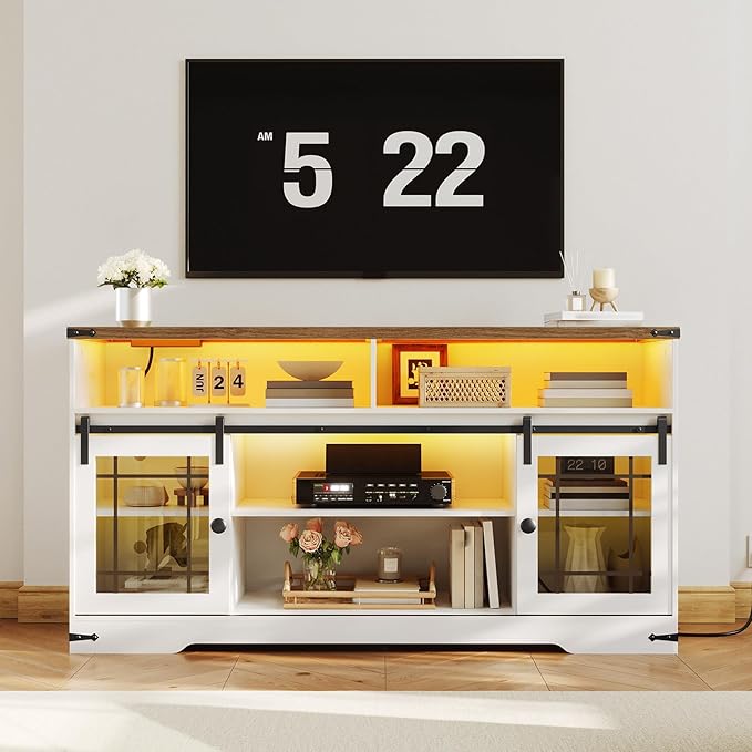 HOOBRO TV Stand for 65 Inch TV, Farmhouse Entertainment Center - Image 2