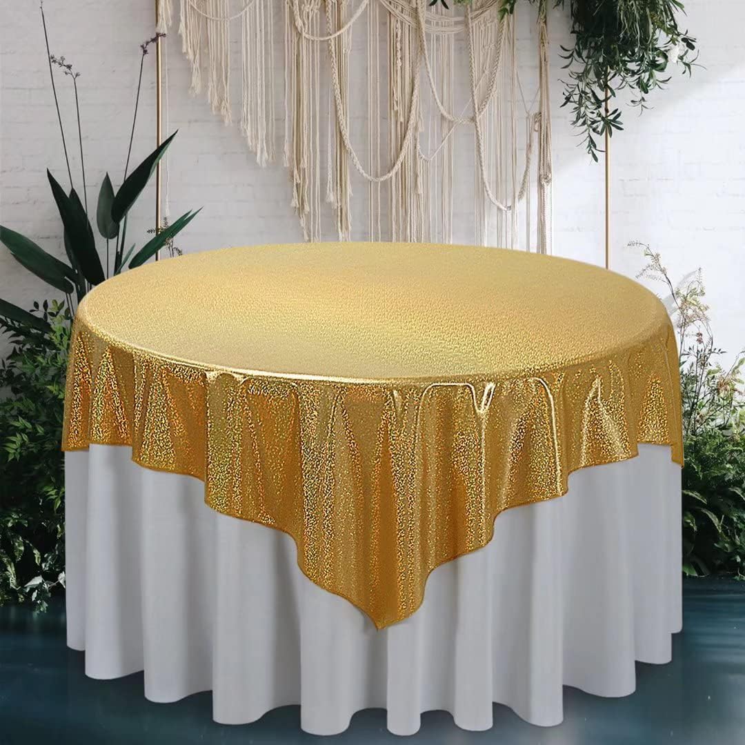 Fitable Gold Sequin Tablecloth for Parties 54x54 Inch - Sparkle Glitter Table Cloth Laser Square Overlay for Wedding Baby Shower Ceremony Birthday Holiday Banquet Decoration