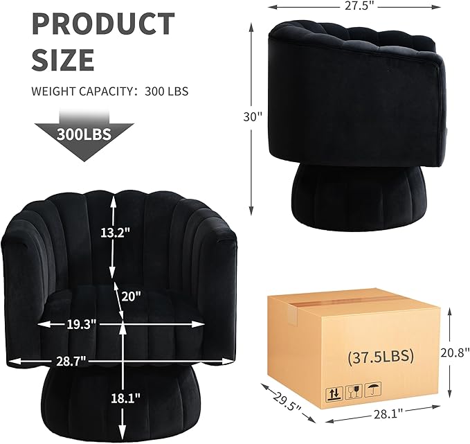 Swivel Accent Barrel Chair Set of 2- Cute Comfy Small Round 360° Arm Chair - Image 2