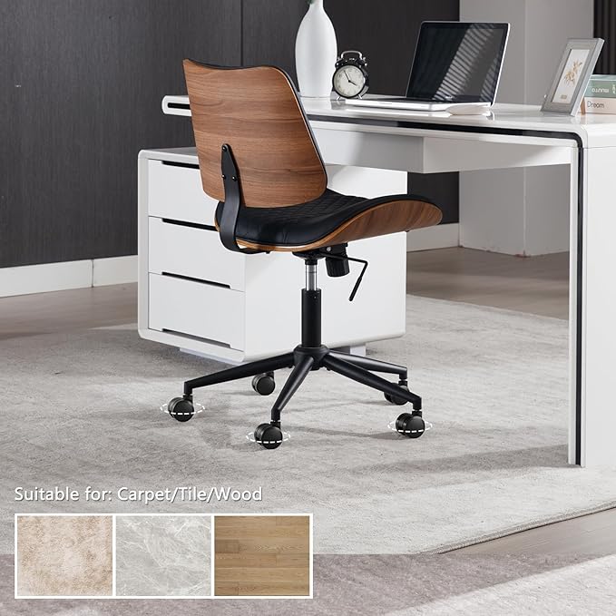 Home Office Chair No Arms with Wheels, Adjustable Height Small Desk Chair - Image 7