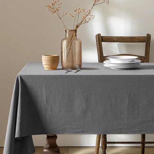 MIULEE Linen Cotton Blend Tablecloth Rectangle, Luxury Waterproof Stain Resistant Durable Farmhouse Oblong Table Cloth for Dining Party Christmas Weddings Birthday, 52 x 70 inch, Light Grey