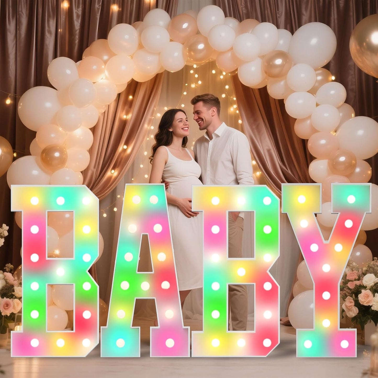 Ledido 4FT Marquee Light Up Letters, 34 Colors Changing Marquee Letter 4 Feet Tall with Remote, Big Letters for Party Wedding Graduation Birthday Decorations, Large Light Up Letter U