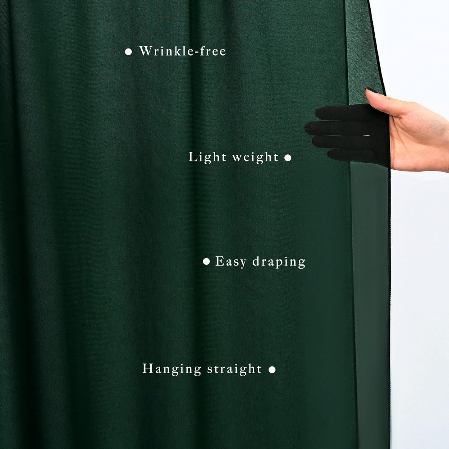 Emerald Green 4 Panels Wedding Arch Draping Fabric 20Ft Length x 28" Width Arch Drapes Chiffon Fabric Sheer Curtains Backdrop for Party Bridal Decorations Wedding Ceremony Stage Reception Decor