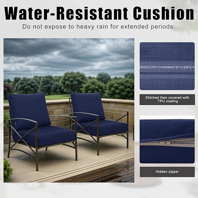 Favoyard Deep Seat Patio Cushions 22 × 22 inch Rainproof & Fadeness Furniture - Image 2