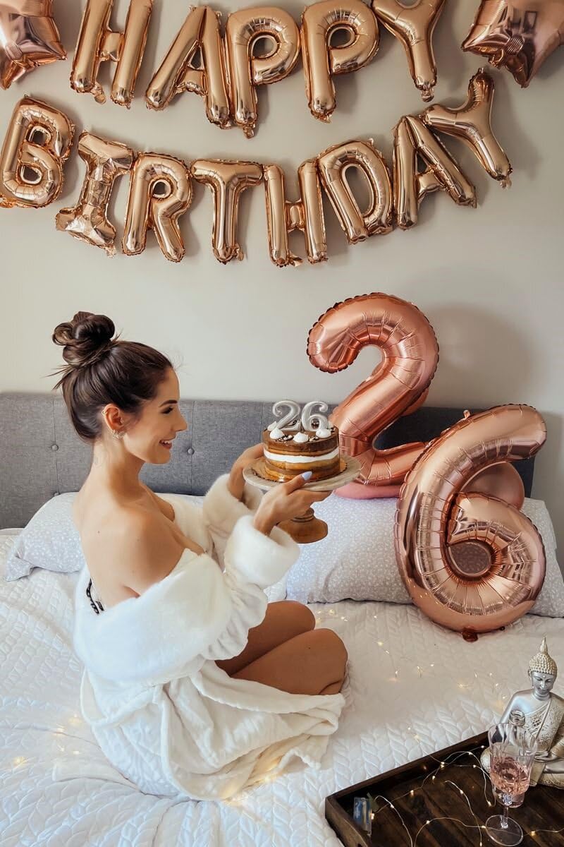 Rose Gold 40 Inch Mylar Foil Number 6 Balloon, Birthday Digital Balloons for 6 16 Boy Girl Party Decorations Supplies, Rose Gold Big Helium Balloon Numbers for 26 36 46 60 Men Women Anniversary